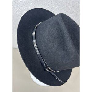 Bollman Medium Men Black Wool Fedora Hat 5923 USA Concho Hatband EUC